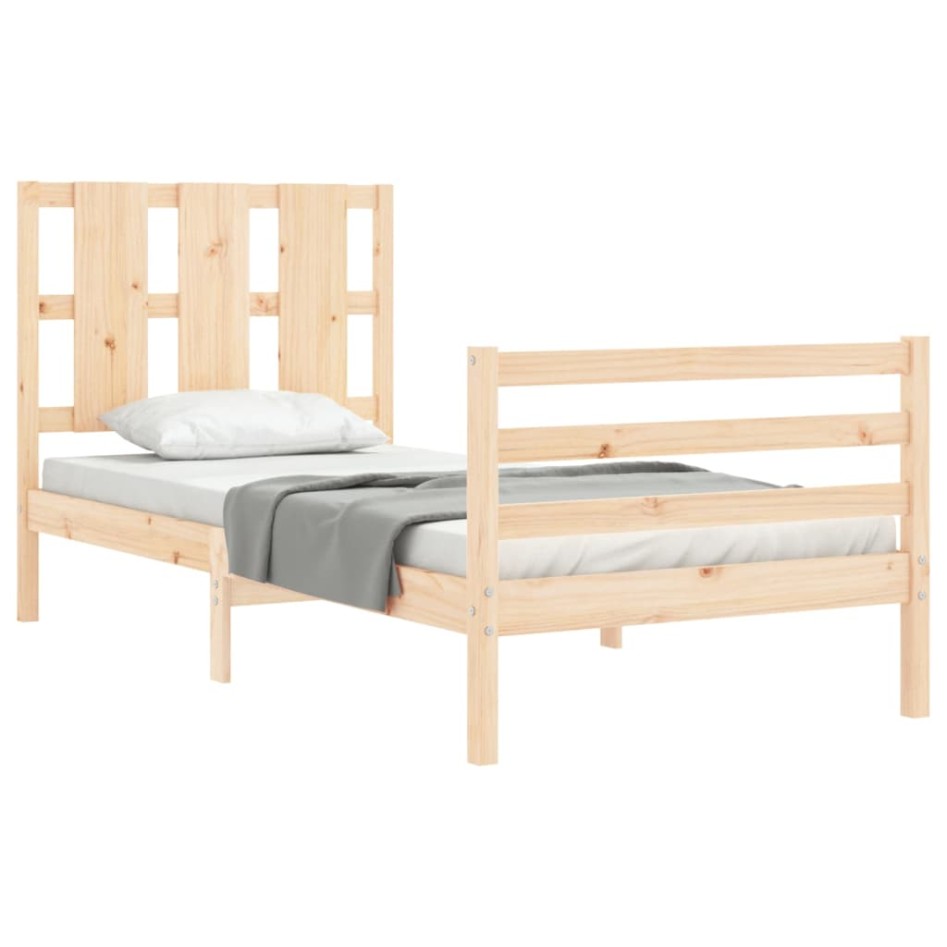 Estructura de cama individual con cabecero madera