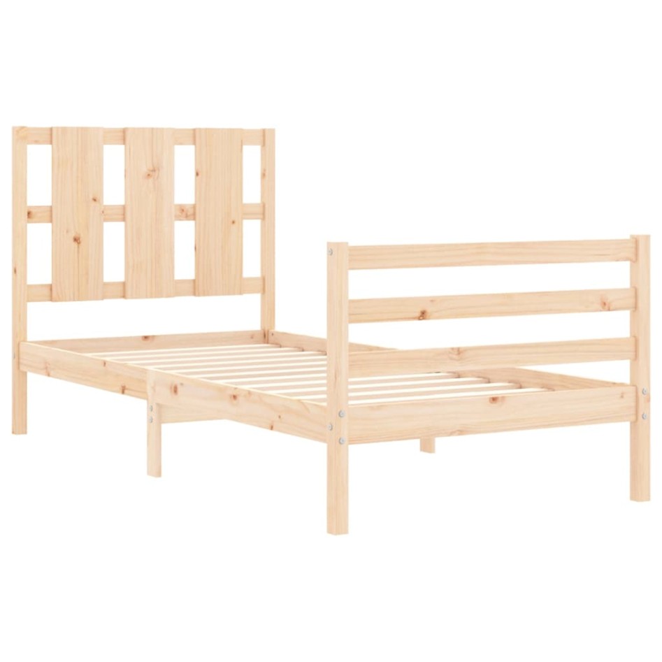 Estructura de cama individual con cabecero madera