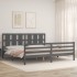 Estructura de cama con cabecero madera maciza gris 200x200