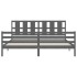 Estructura de cama con cabecero madera maciza gris 200x200