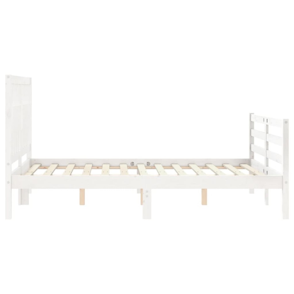 Estructura de cama con cabecero madera maciza blanco 120x200