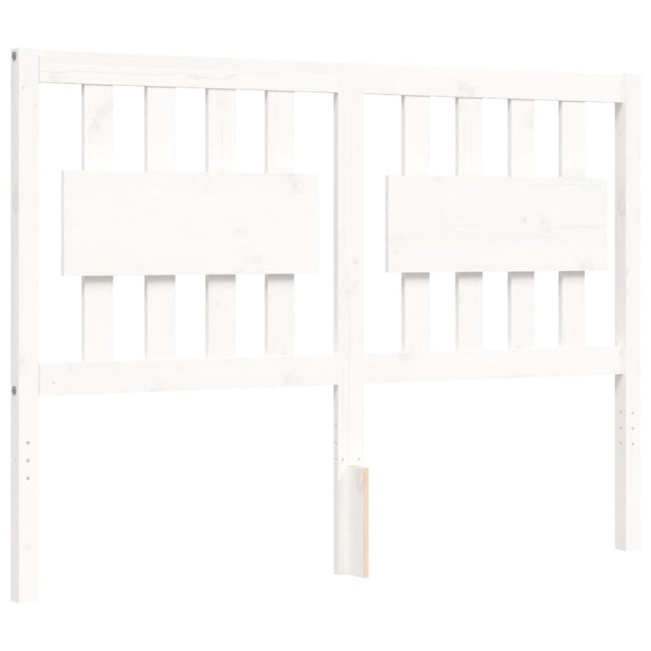 Estructura de cama con cabecero madera maciza blanco 120x200