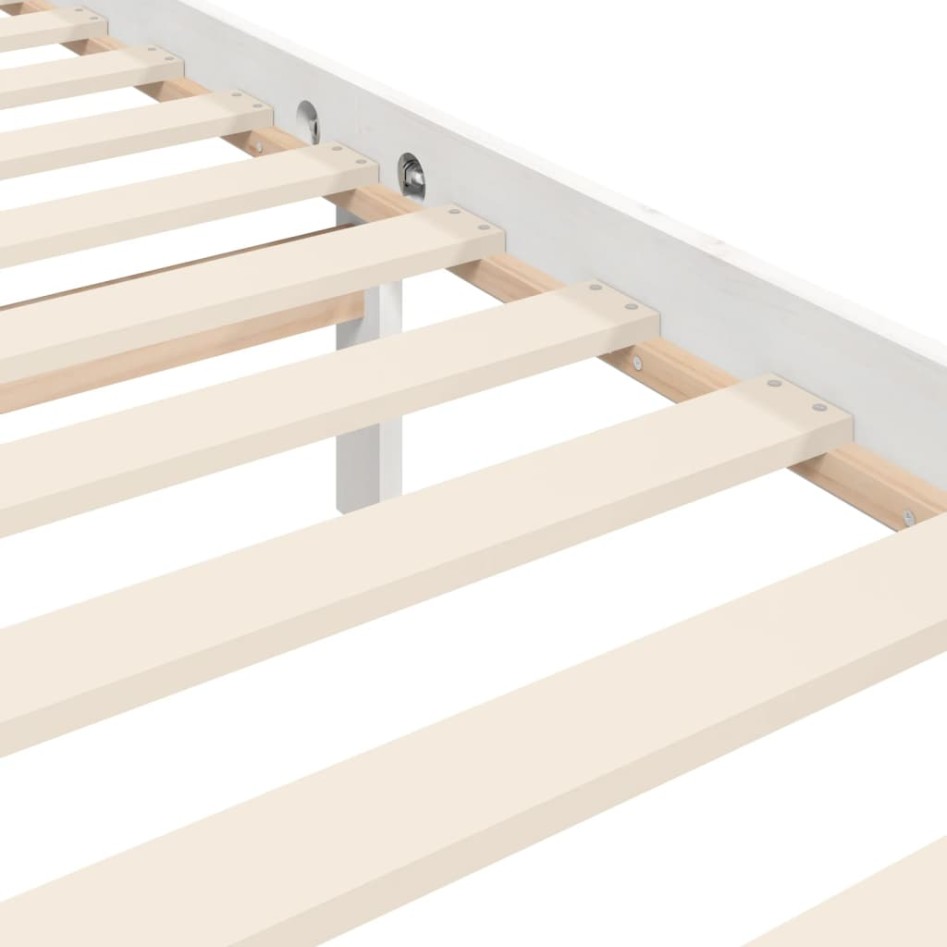 Estructura de cama con cabecero madera maciza blanco 120x200