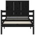 Estructura de cama con cabecero madera maciza negro 90x200