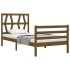 Estructura cama con cabecero madera maciza marrón miel