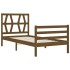 Estructura cama con cabecero madera maciza marrón miel