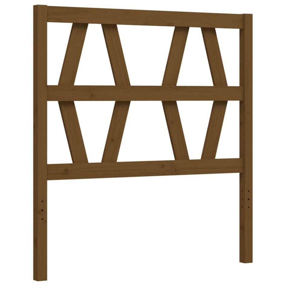 Estructura cama con cabecero madera maciza marrón miel