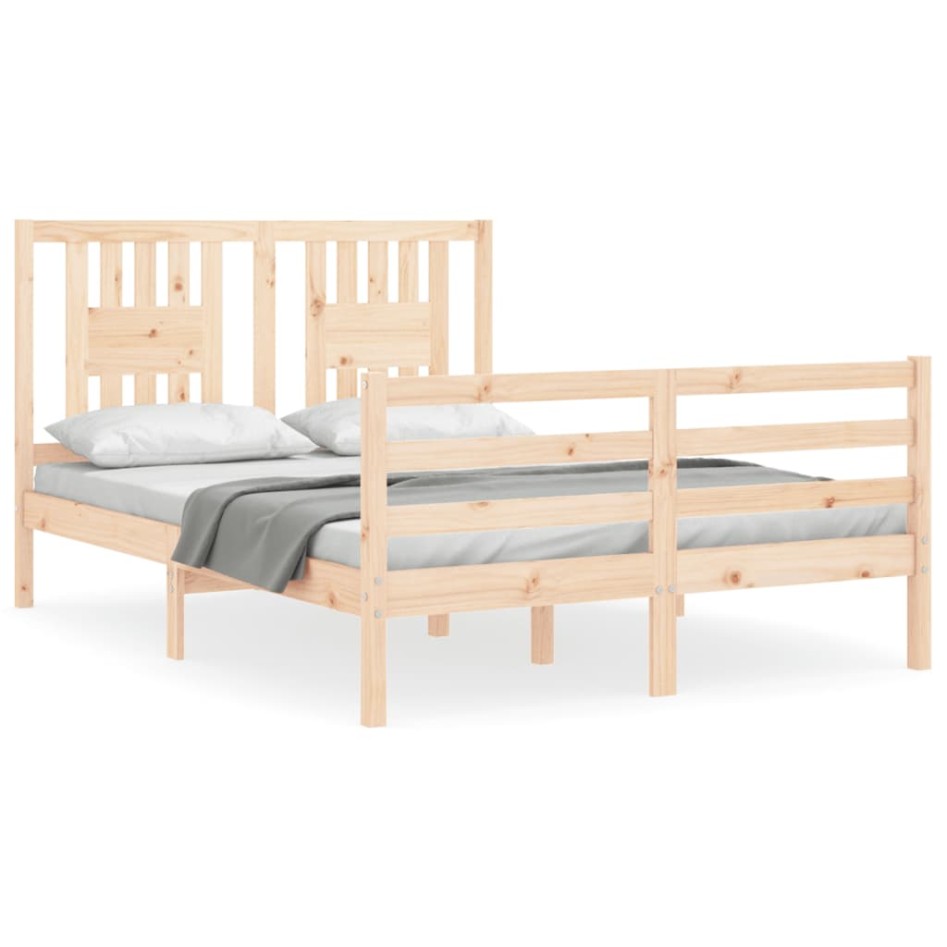 Estructura de cama con cabecero madera maciza 140x200