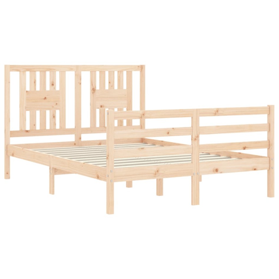 Estructura de cama con cabecero madera maciza 140x200