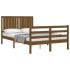 Estructura de cama matrimonio con cabecero madera marrón