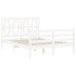 Estructura de cama con cabecero madera maciza blanco 120x200