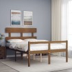 Cama personas mayores cabecero madera marrón miel 140x190 cm