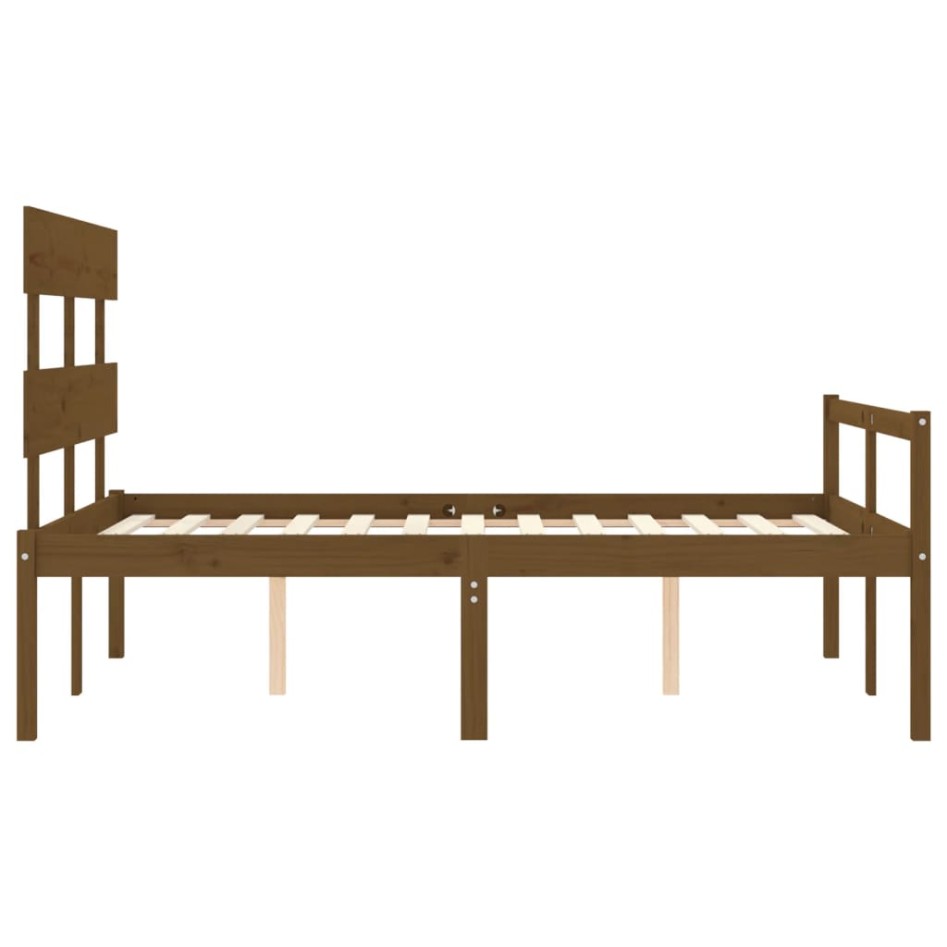Cama personas mayores cabecero madera marrón miel 140x190