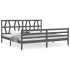 Estructura de cama con cabecero madera maciza gris 200x200