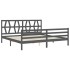 Estructura de cama con cabecero madera maciza gris 200x200
