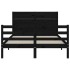 Estructura de cama con cabecero madera maciza negro 120x200