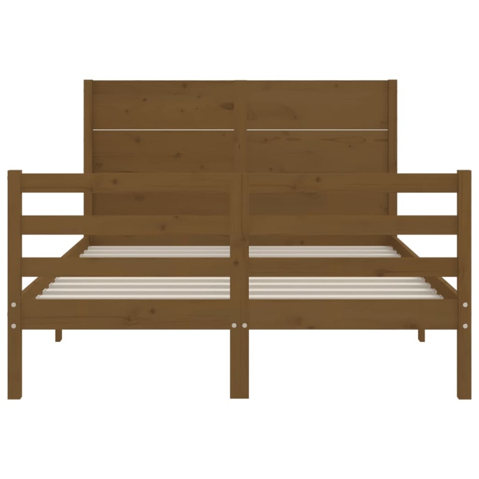 Estructura de cama matrimonio con cabecero madera marrón