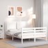 Estructura de cama con cabecero madera maciza blanco 140x190