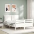 Estructura de cama con cabecero madera maciza blanco 140x190