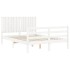 Estructura de cama con cabecero madera maciza blanco 140x190