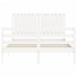 Estructura de cama con cabecero madera maciza blanco 140x190