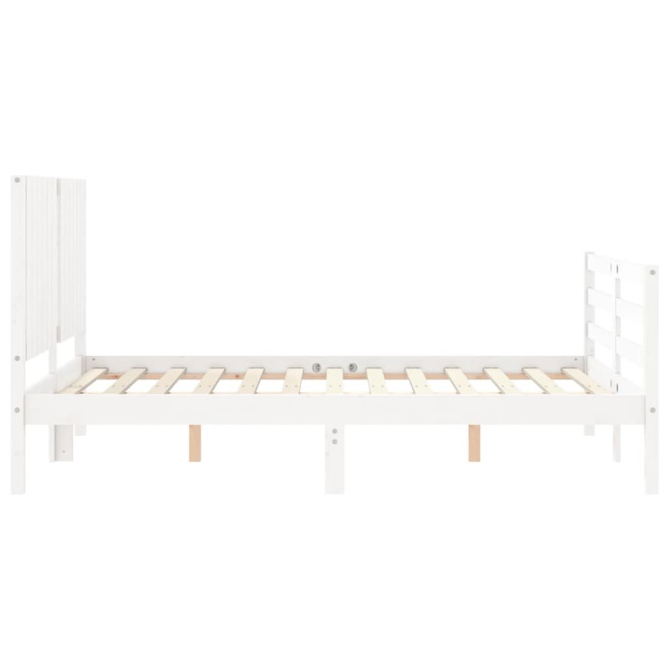 Estructura de cama con cabecero madera maciza blanco 140x190