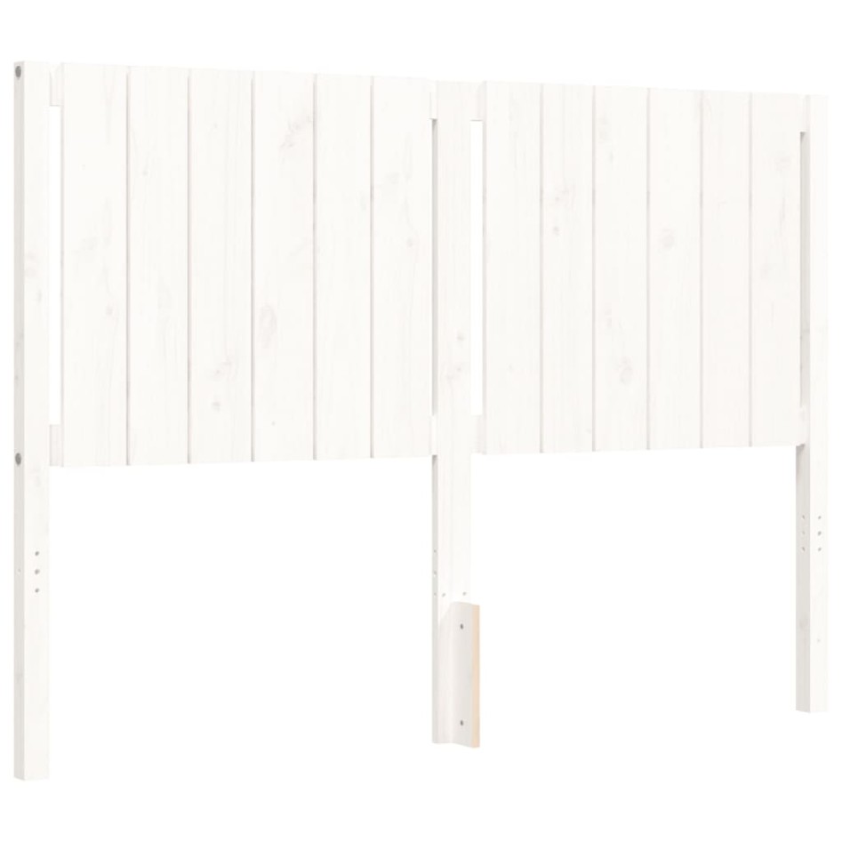 Estructura de cama con cabecero madera maciza blanco 140x190