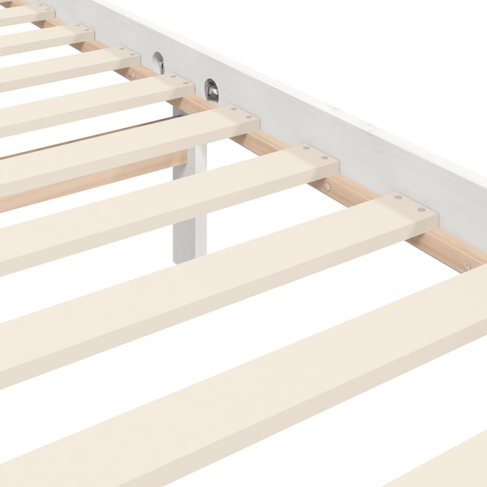 Estructura de cama con cabecero madera maciza blanco 140x190
