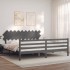 Estructura de cama con cabecero madera maciza gris