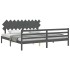 Estructura de cama con cabecero madera maciza gris