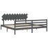 Estructura de cama con cabecero madera maciza gris
