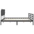 Estructura de cama con cabecero madera maciza gris
