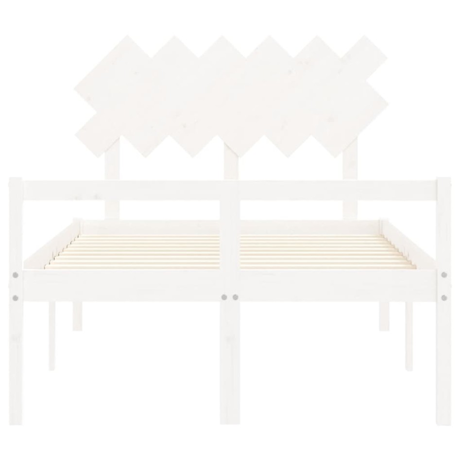 Cama personas mayores cabecero madera maciza blanco 120x200