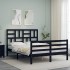 Estructura de cama con cabecero madera maciza negro 120x200