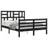 Estructura de cama con cabecero madera maciza negro 120x200