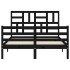 Estructura de cama con cabecero madera maciza negro 120x200