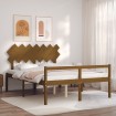 Cama de matrimonio personas mayores cabecero madera marrón miel