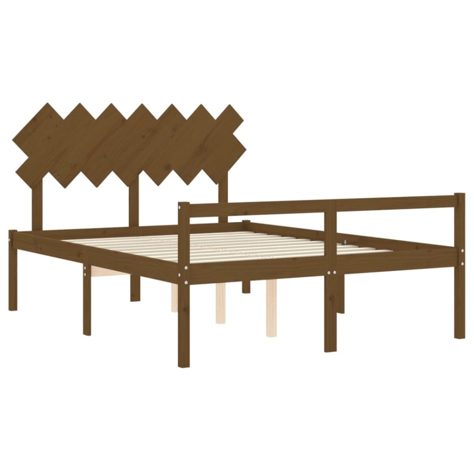 Cama personas mayores cabecero madera marrón miel 140x200