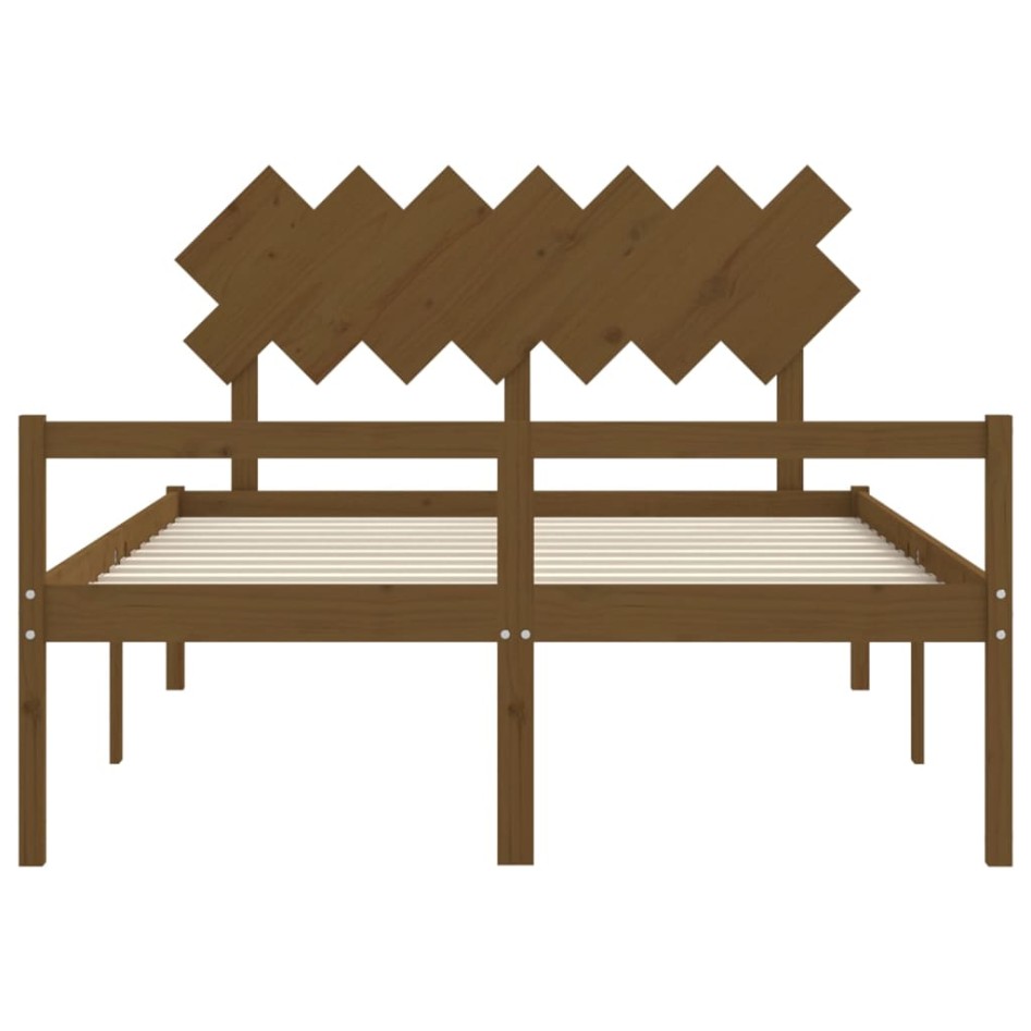 Cama personas mayores cabecero madera marrón miel 140x200