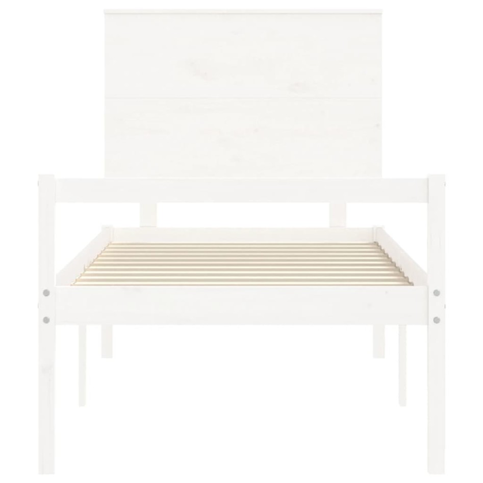 Cama personas mayores cabecero madera maciza blanco 100x200