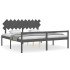 Cama personas mayores cabecero madera maciza gris 200x200