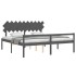 Cama personas mayores cabecero madera maciza gris 200x200