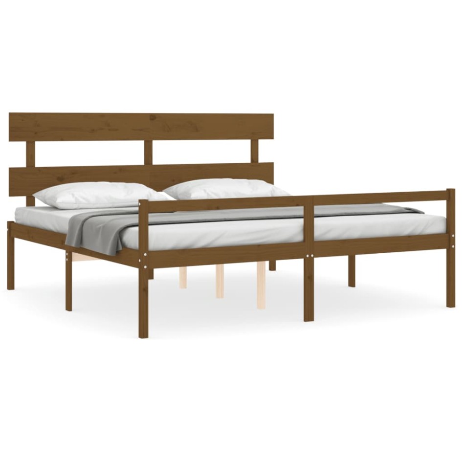 Cama personas mayores cabecero madera marrón miel 200x200