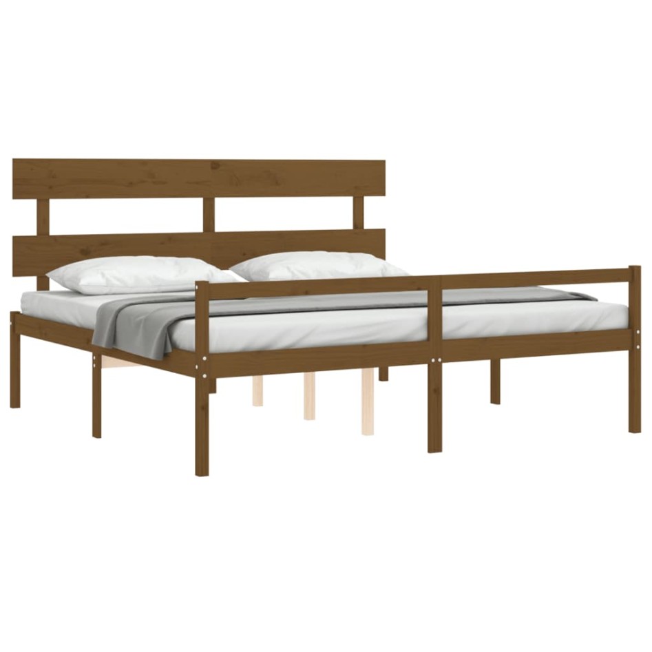 Cama personas mayores cabecero madera marrón miel 200x200