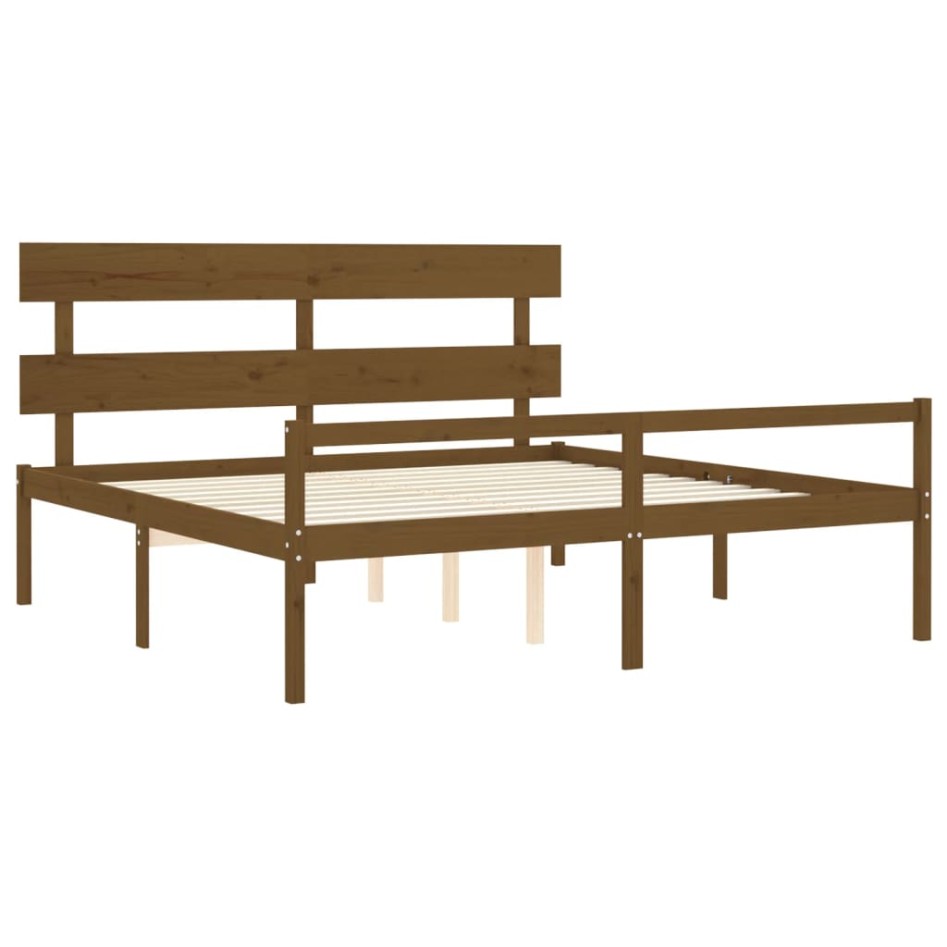 Cama personas mayores cabecero madera marrón miel 200x200