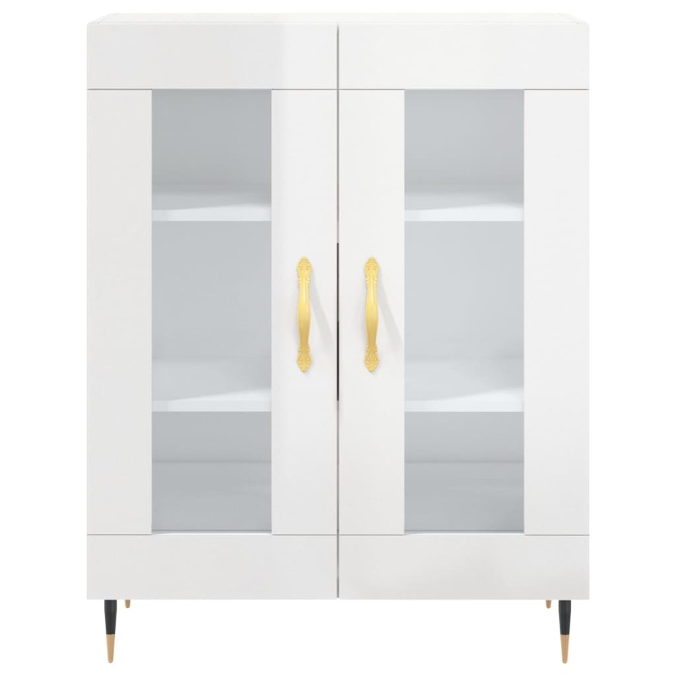 Aparador alto madera contrachapada blanco brillo 69,5x34x180