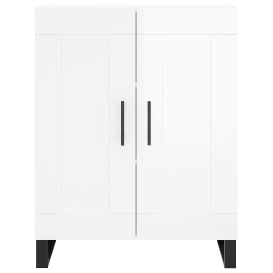 Aparador alto madera contrachapada blanco brillo 69,5x34x180
