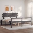 Cama de matrimonio personas mayores cabecero madera maciza gris