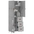 Aparador alto madera contrachapada gris hormigón 69,5x34x180