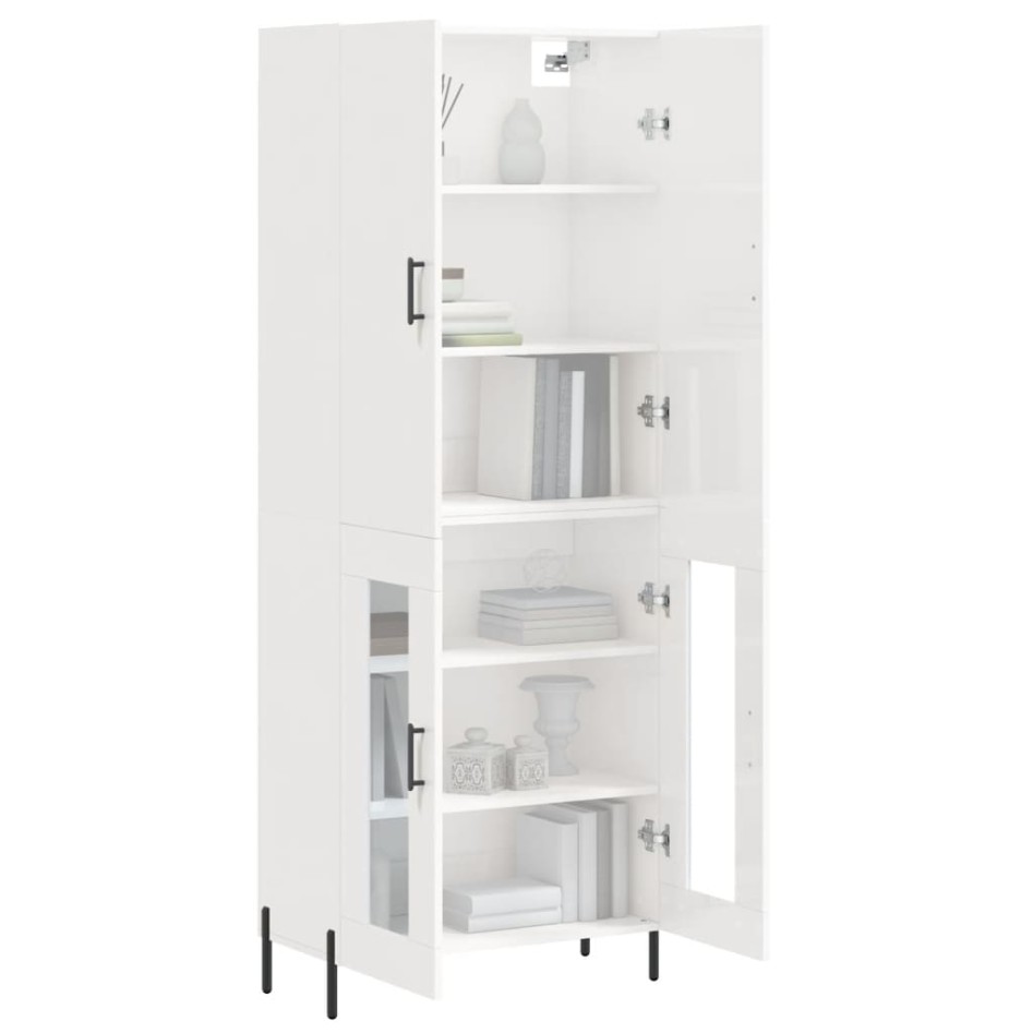 Aparador alto madera contrachapada blanco brillo 69,5x34x180